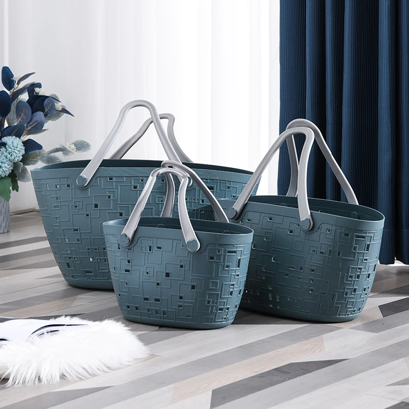 超市买菜购物篮家用大容量多彩手提篮收纳游泳浴筐洗衣洗澡野餐篮