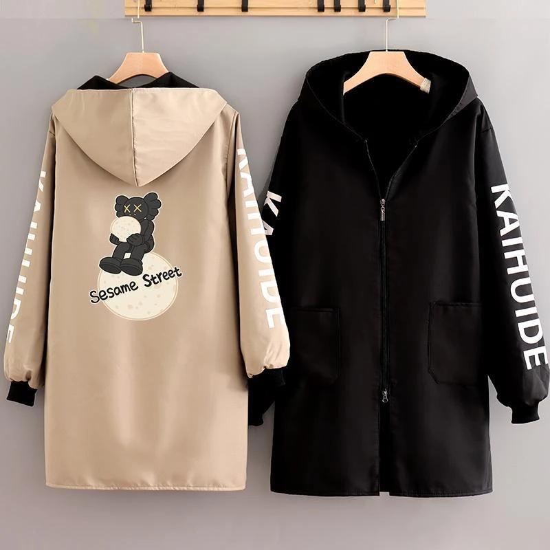 新款长袖围裙连帽家用厨房防水防油加绒加厚时尚罩衣女拉链款外套