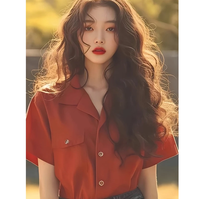 2025夏季新款复古港风短袖衬衫显瘦设计感小众小衫独特超好看上衣