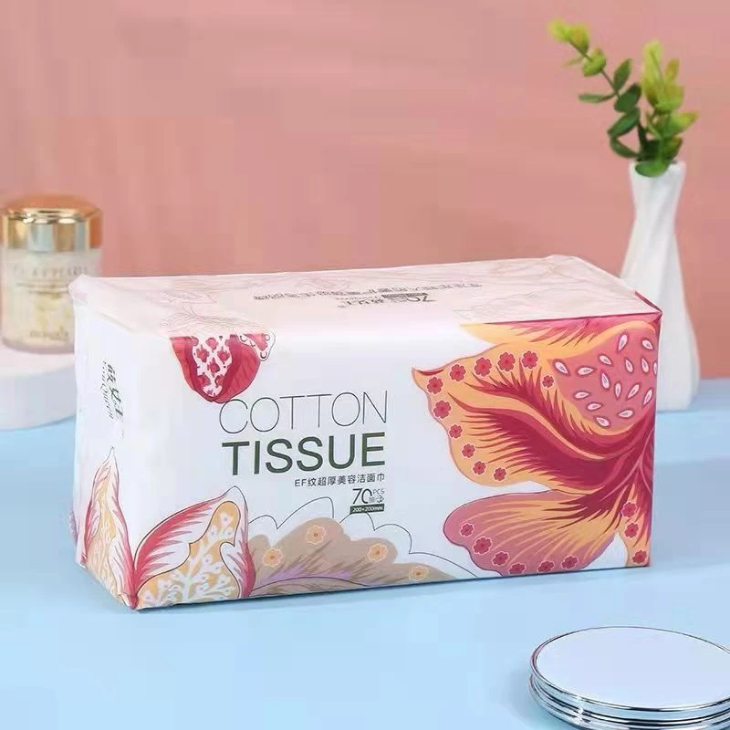 莜女王2070超厚一次性EF纹洁面巾亲肤吸水干湿两用棉柔巾抽取式