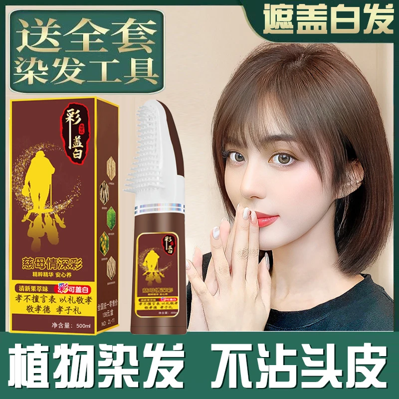 【买一送一】孕妇植物泡泡染发剂遮盖白发哺乳期自然黑显白女士可用