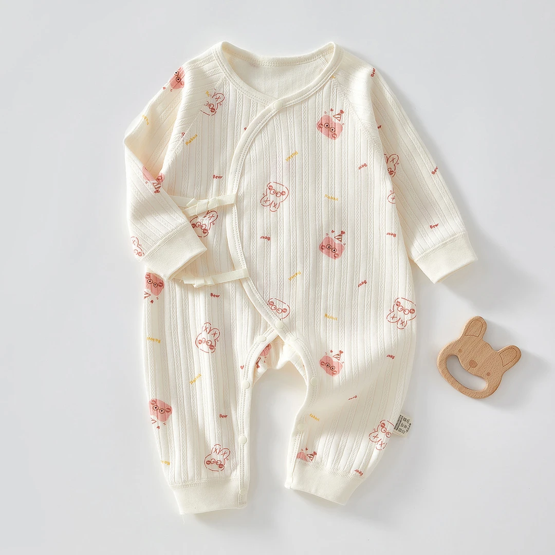 春秋款新生婴儿秋季纯棉新生儿和尚服满月宝宝蝴蝶衣薄款长袖哈衣