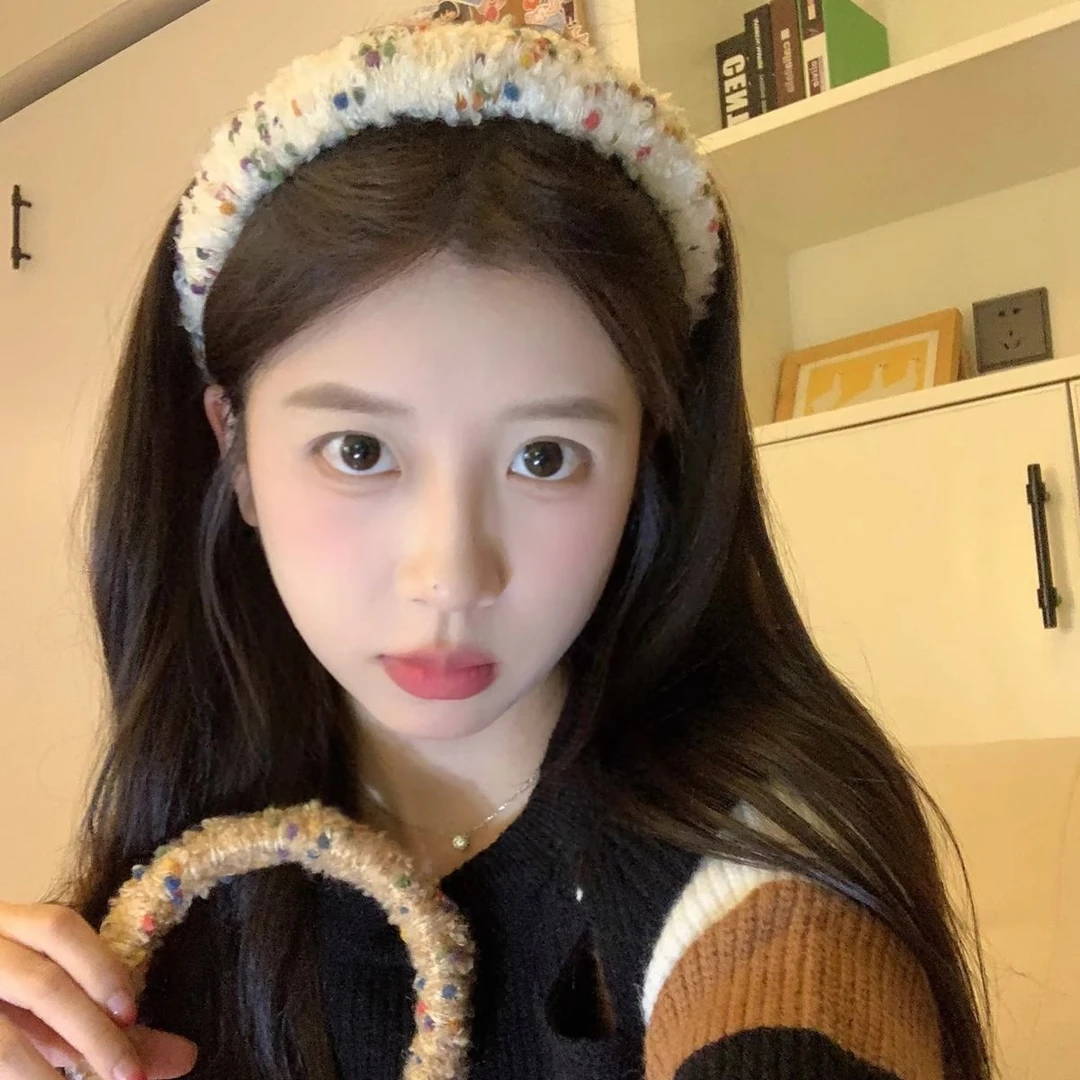 发箍秋冬彩色毛线手工编织森系发箍撞色气质百搭网红压发头箍