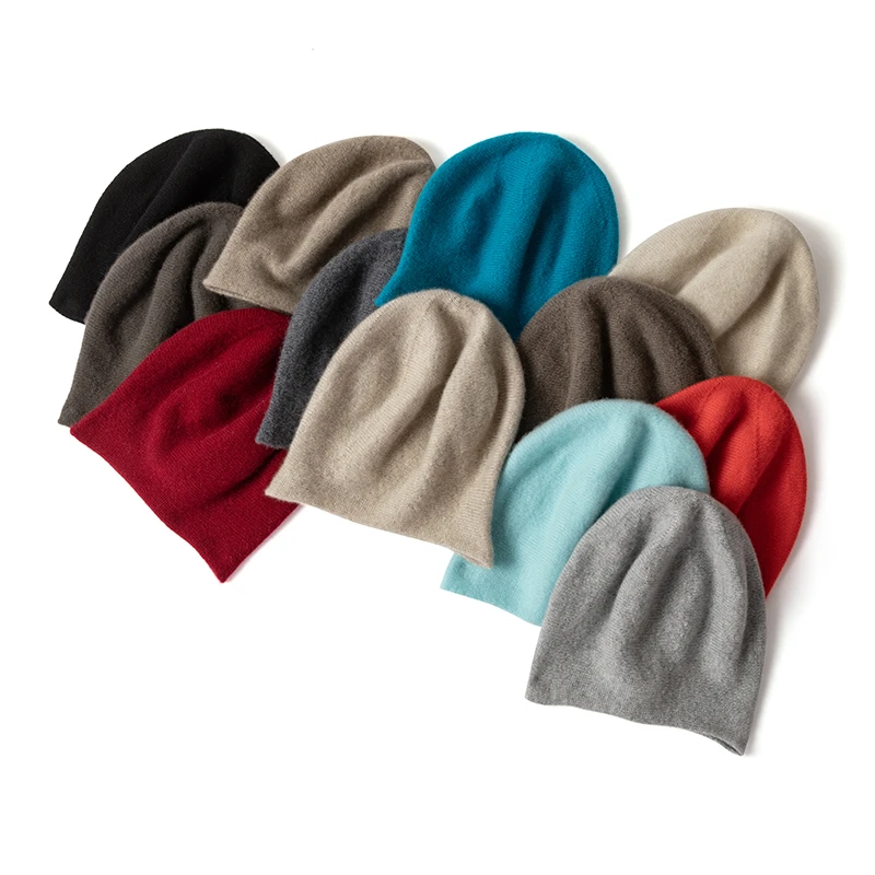 100纯山羊绒帽子保暖护耳百搭针织帽秋冬新款休闲毛线帽子m59