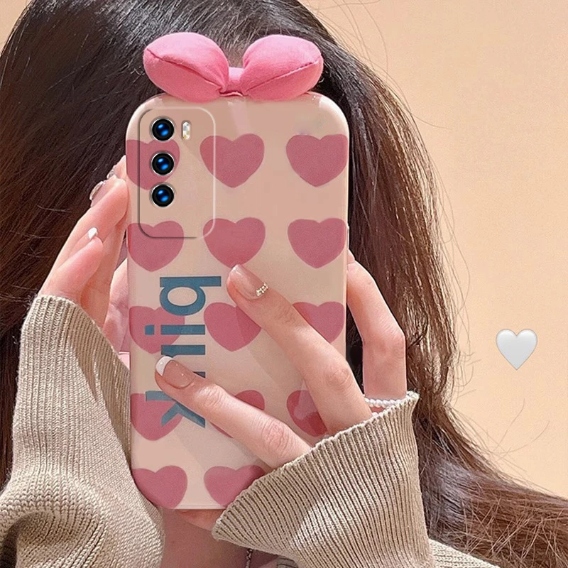 适用于华为p40pro手机壳女P40全包ELS-AN00防摔p40pro+粉色爱心