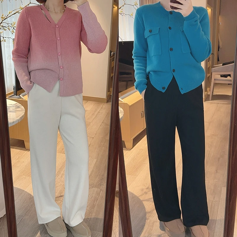 【DIS 现货】【窄版阔腿裤】冬季高腰显瘦针织毛呢直筒裤Z524X20374