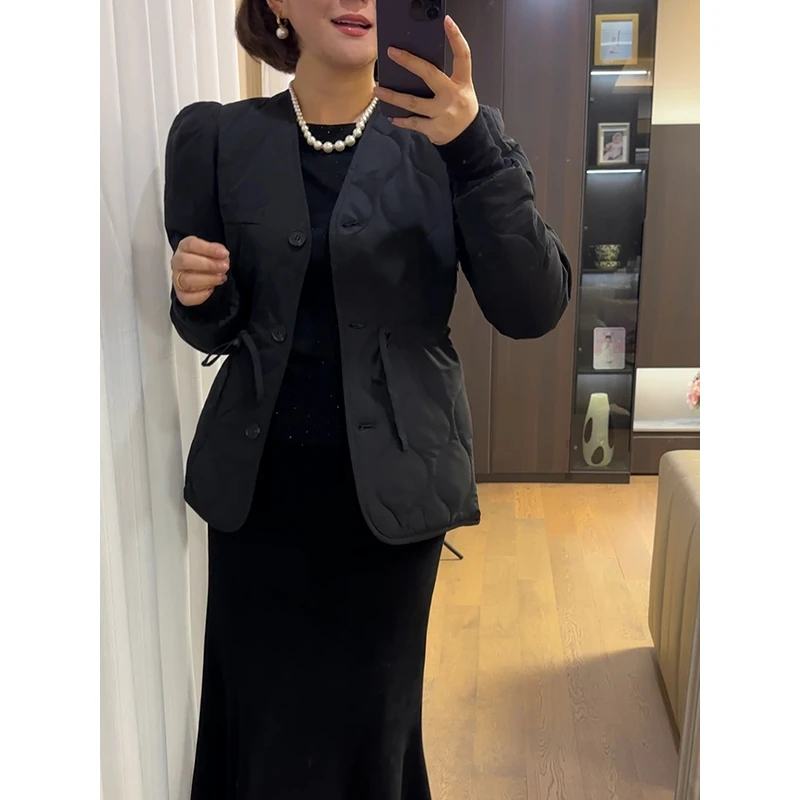 【DIS 现货】【夜幕轨迹】秋冬V领单排扣长袖棉服外套Z524Z18410