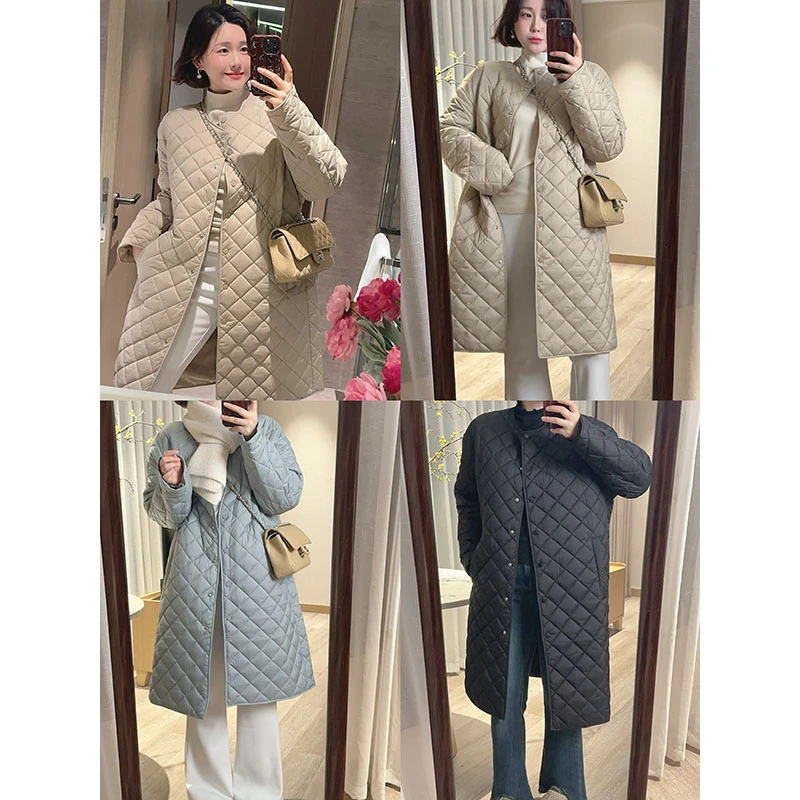 【DIS 定制】【温柔雪乡】冬季加厚保暖圆领菱格棉服外套Z524X21017