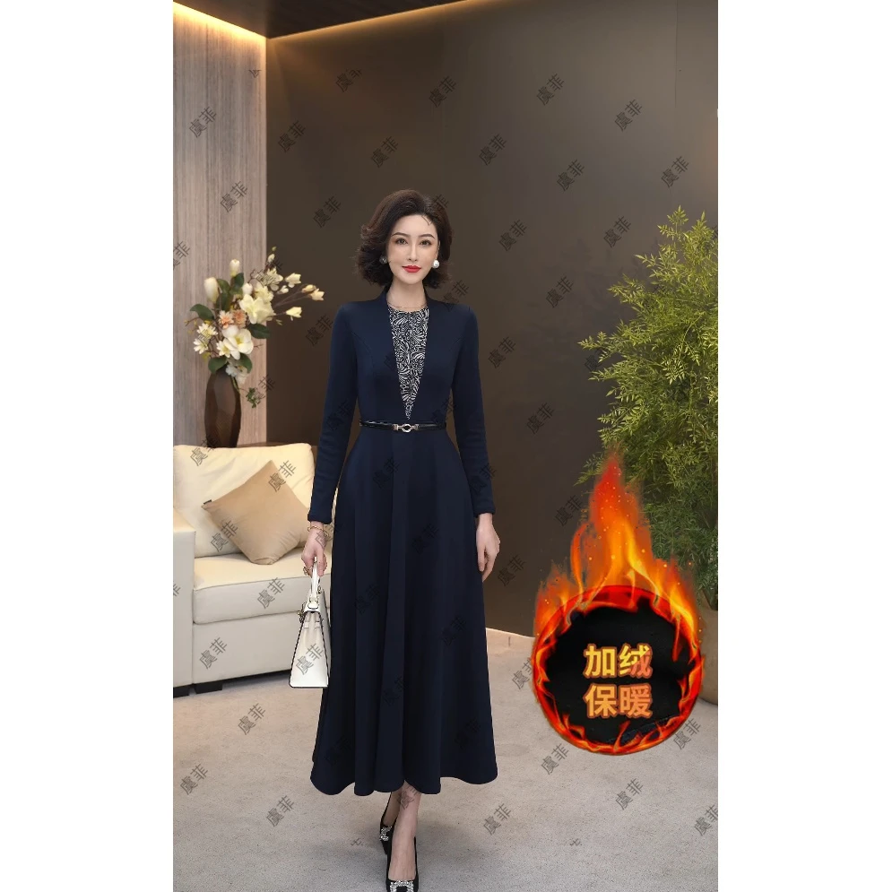 2025女神界新宠梭织小提花假两件一体牛奶绒连衣裙WF3135R