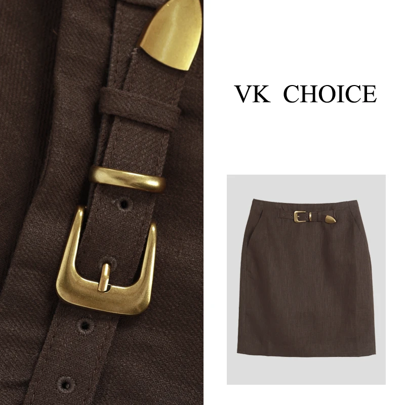 淇老板VK CHOICE秋款上新【浪漫邂逅】气质优雅百搭苎麻半裙8622