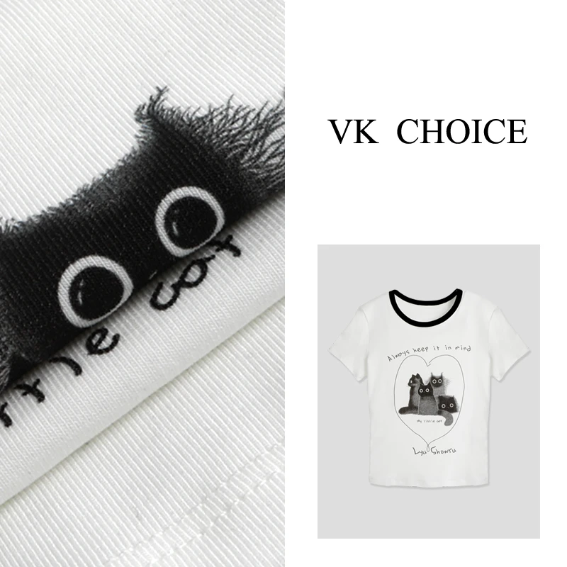 淇老板VK CHOICE“猫咪T” 新款休闲时尚百搭夏季圆领T恤8183