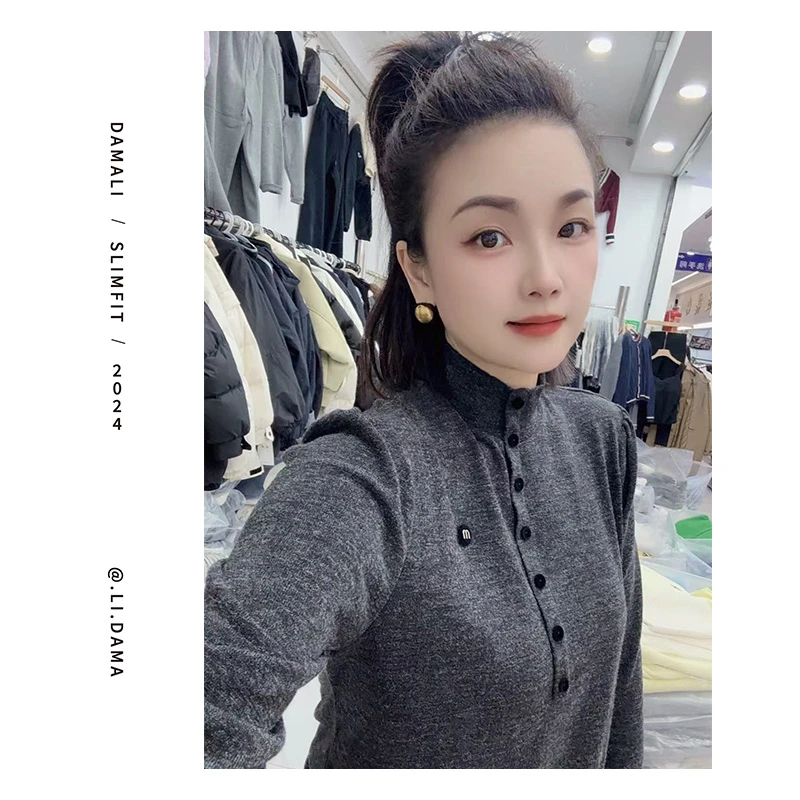 大码利-冬款【m豆公主袖】韩系气质小众羊绒衫冬显瘦设计时尚半高领