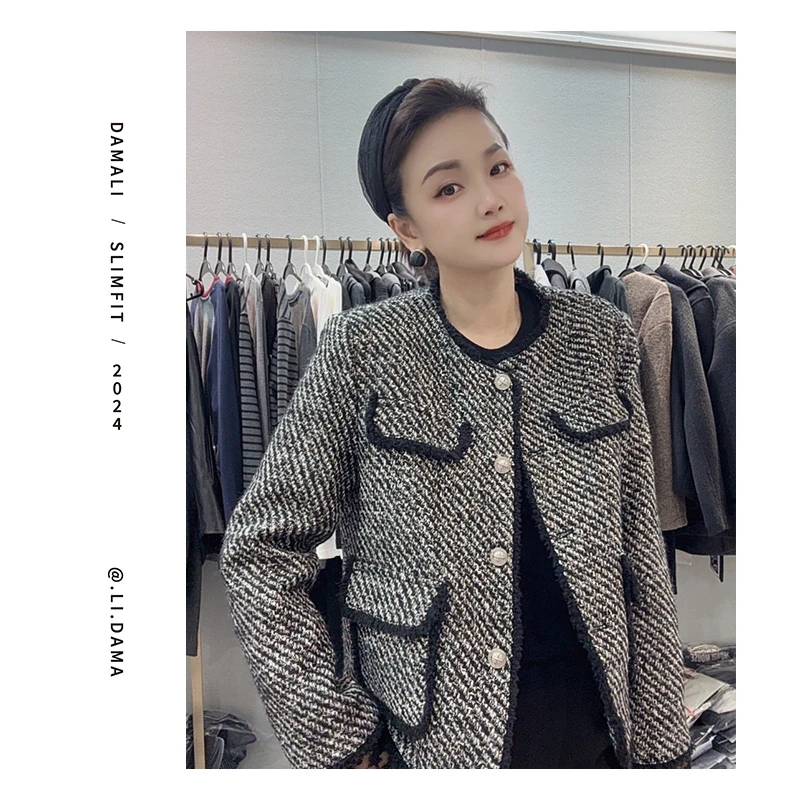 大码利-【黑边小香外套】高货夹棉韩系简约气质新款休闲外套百搭款