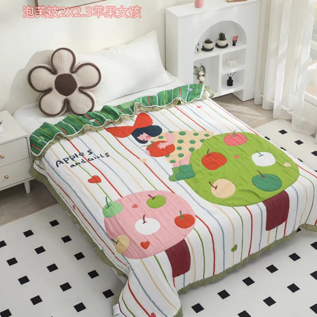 2*2.3苹果女孩新款纯棉泡芙加厚高端家用四季通用棉花被亲肤柔软