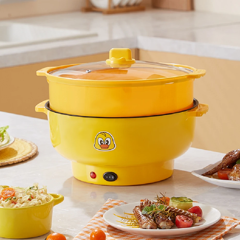 【主播推荐】3L电火锅大容量电煮锅多功能煎炒蒸煮炸家用宿舍电蒸锅