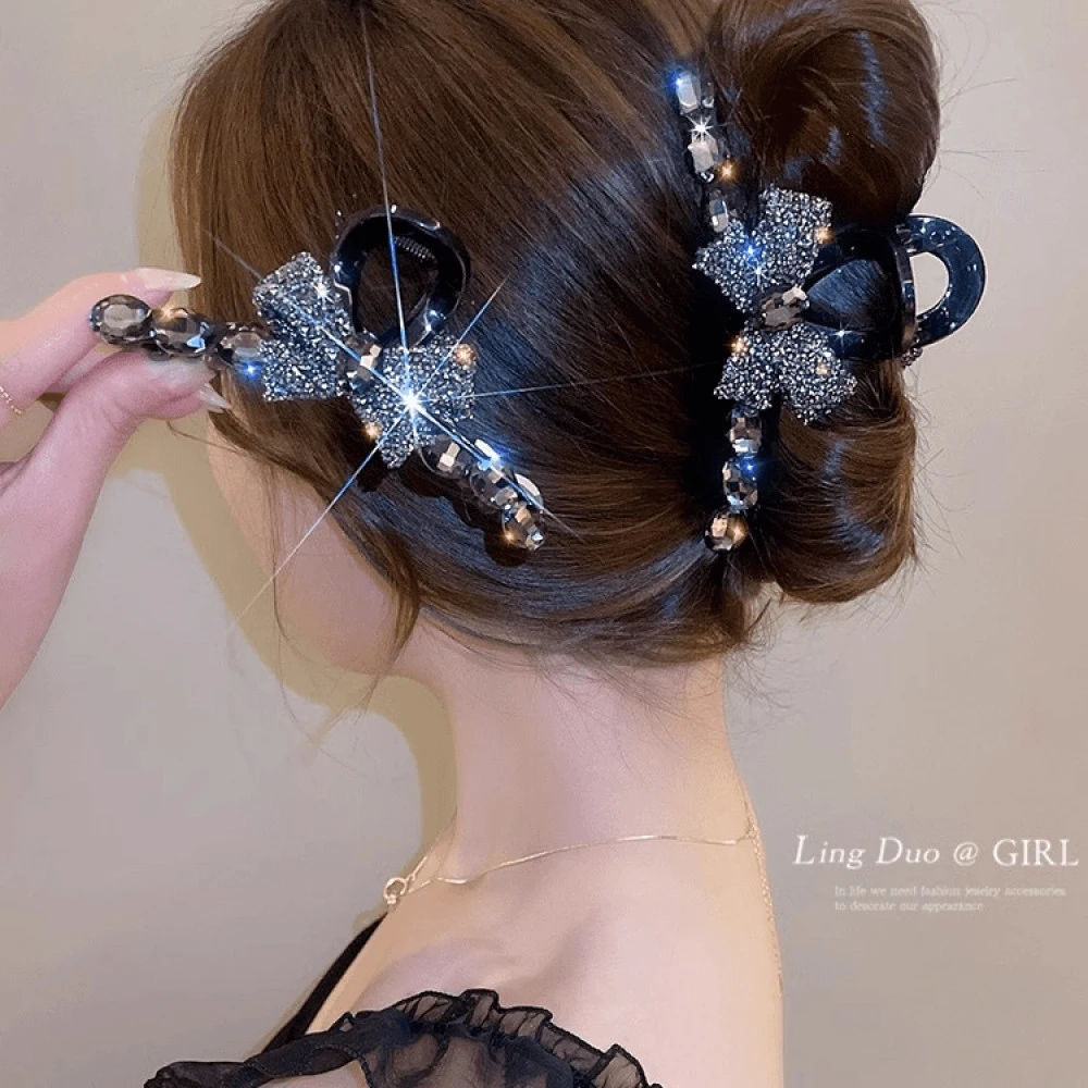 （新疆包邮）蝴蝶结发夹女2024新款后脑勺高级感抓夹盘发鲨鱼夹子