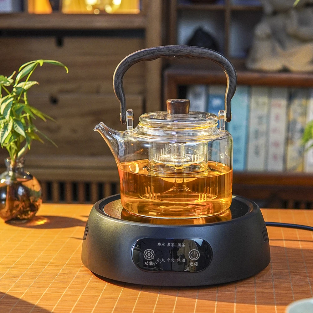 1500W电陶炉加蒸煮一体四代提梁壶福运壶高硼硅耐热玻璃煮茶器套