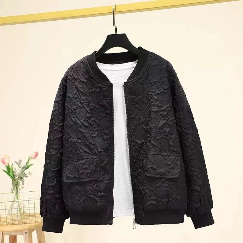 【F010】设计感压花棒球服女春秋新款韩版宽松时尚短外套小个子休闲