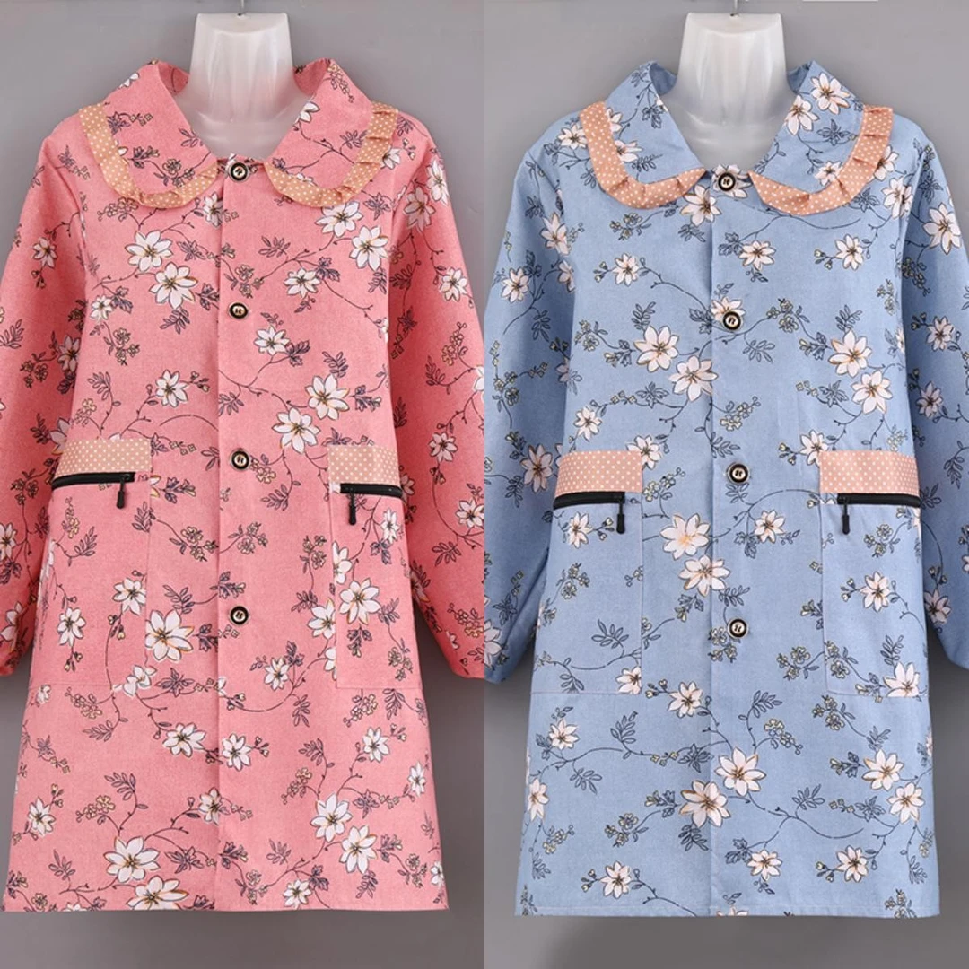 2023新款正穿衣长袖罩衣女外穿围裙家用厨房棉布透气舒适上班工作