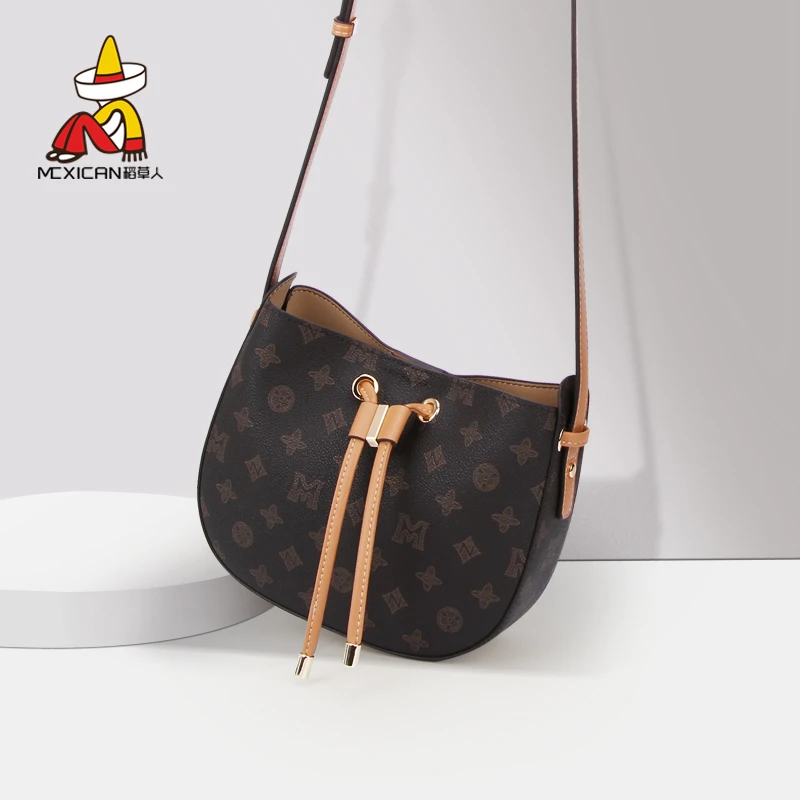 稻草人女包腋下包包女款2025新款单肩斜挎包大容量质感印花马鞍包