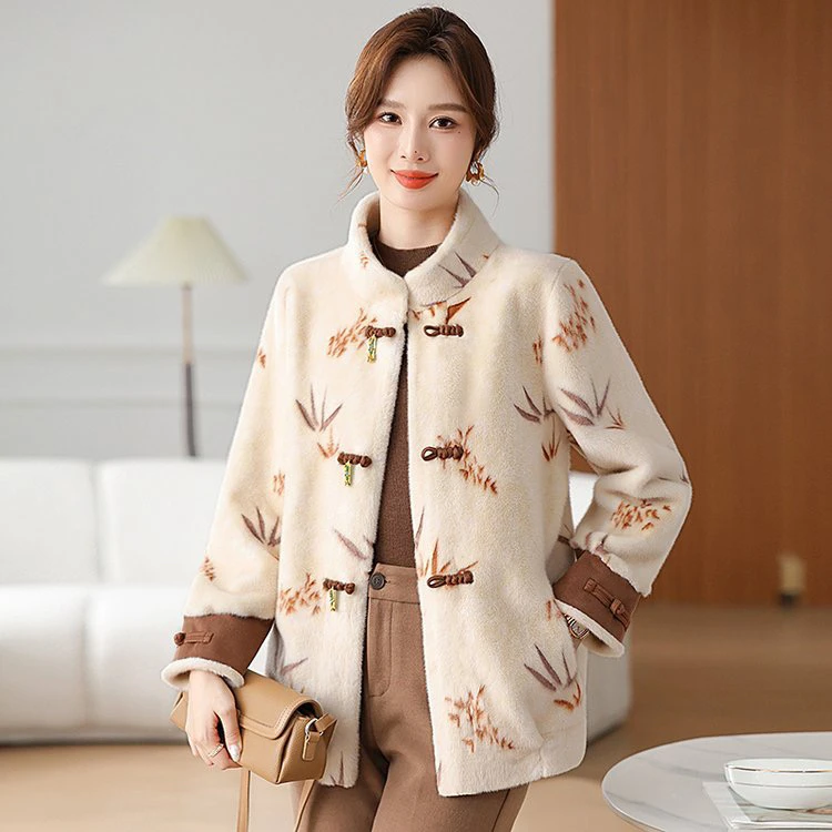 秋冬新款时尚复古中国风气质保暖中老年妈妈装外套293