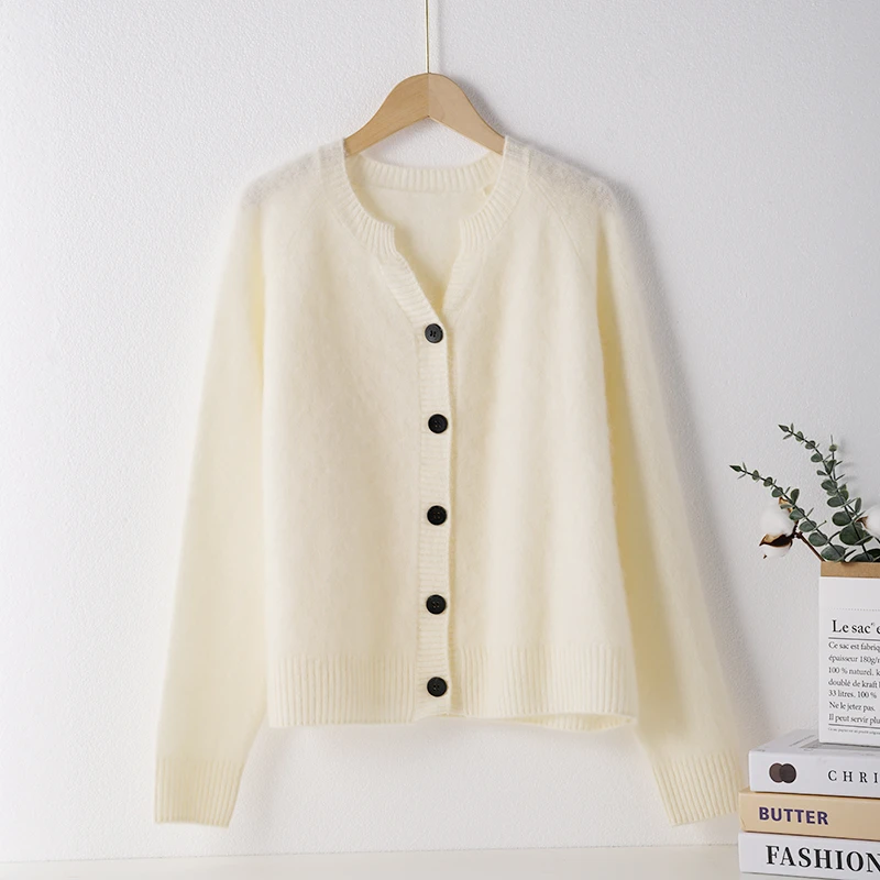 100%羊绒网红冬新款羊绒衫拉绒女秋冬时尚百搭纯色之和开衫