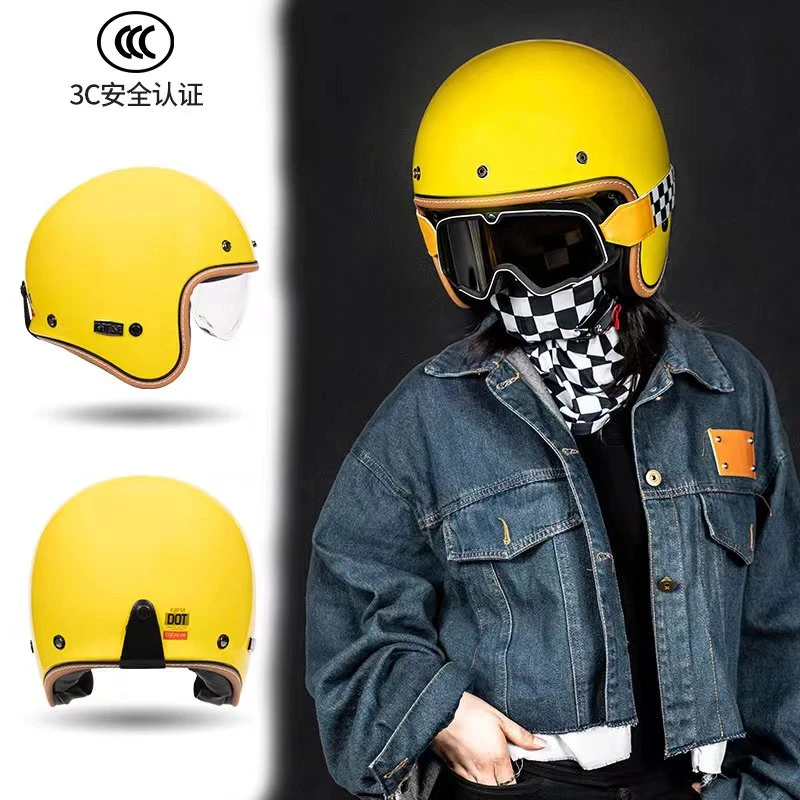 新国标3C认证摩托车头盔复古头盔半盔巡航踏板机车骑行头盔秋冬季