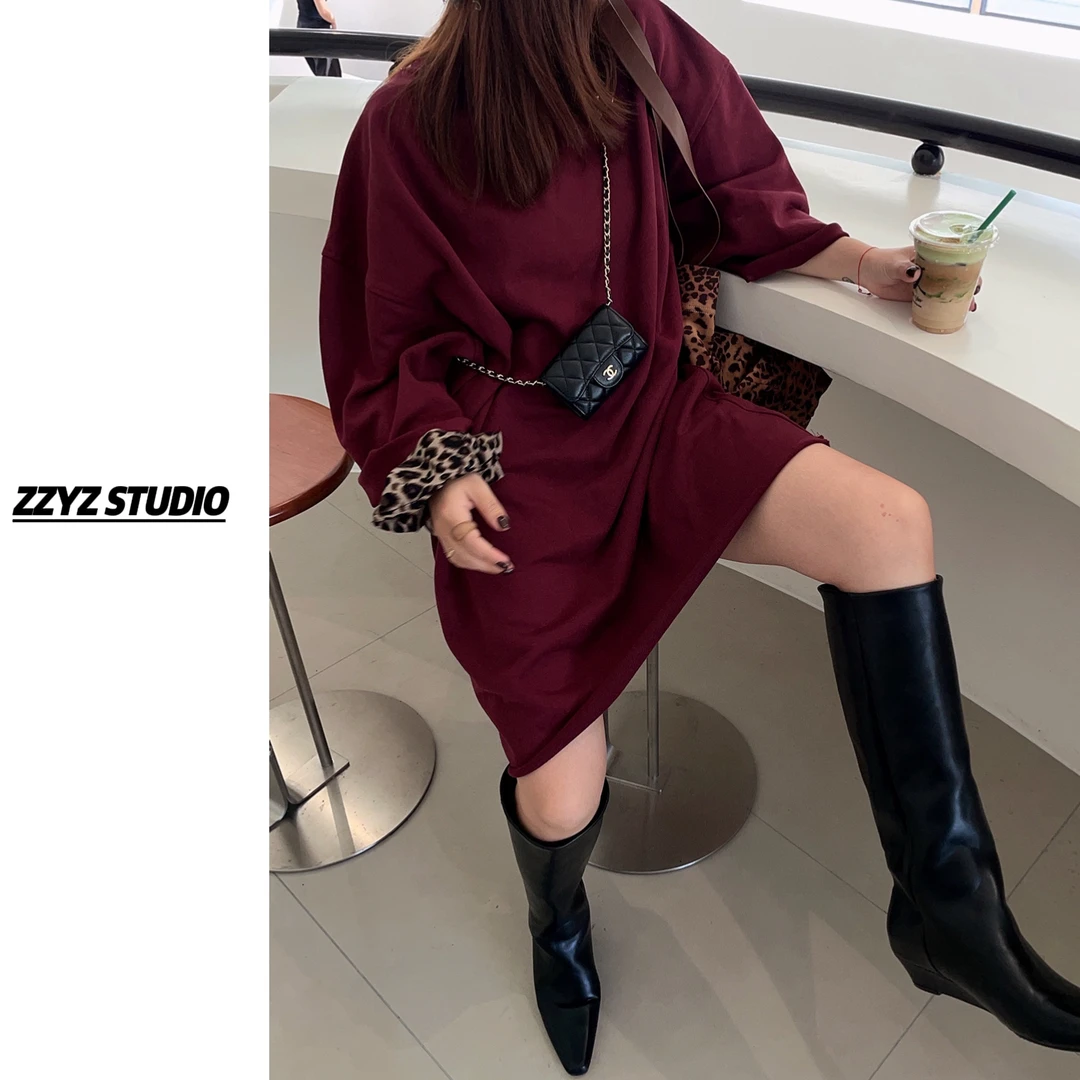 oversize宽松大卫衣裙 廓形H版好看极啦 中长款遮屁股