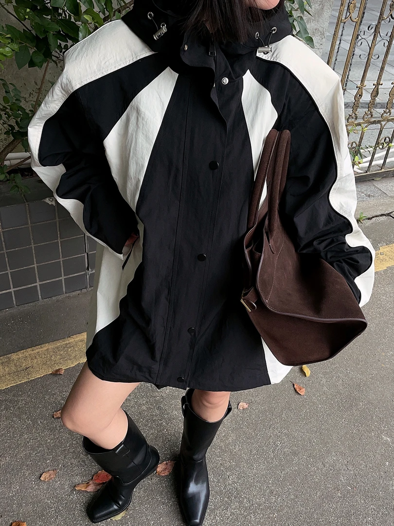 【冲锋衣外套女】户外休闲拼接撞色防风冲锋衣