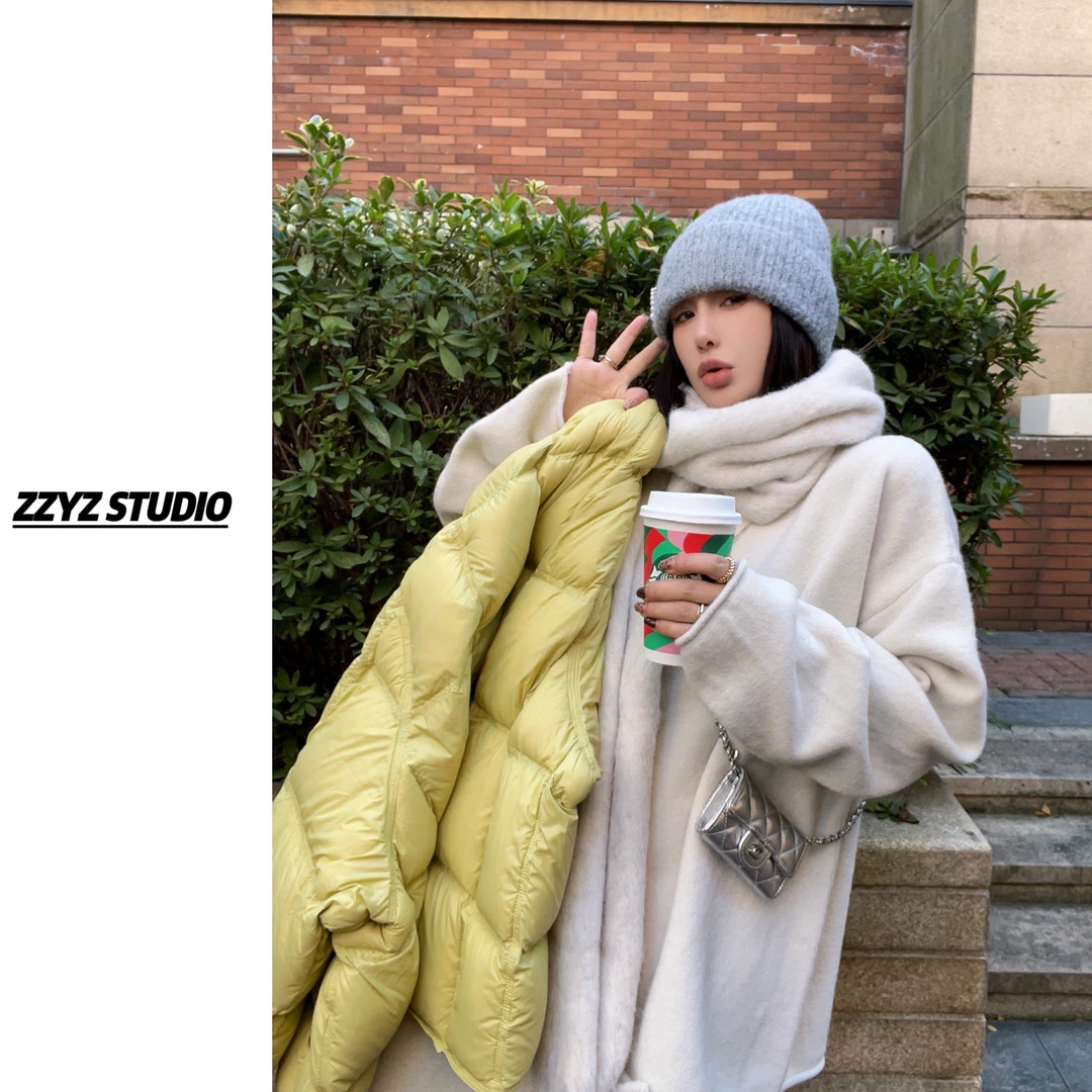 【ZZYZ】“松弛雾感”慵懒版型宽松针织衫上衣➕半身长裙套装