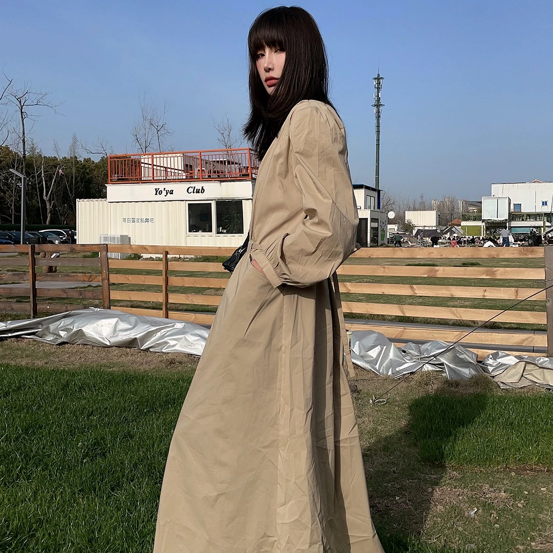 2023赫本风韩版休闲防晒长袖连衣裙气质小众春秋