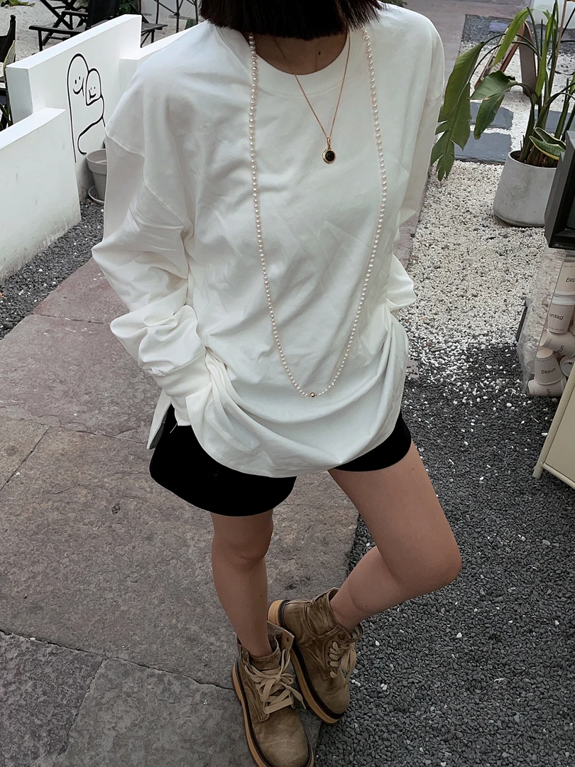 长袖打底衫长下摆宽松叠穿T恤百搭