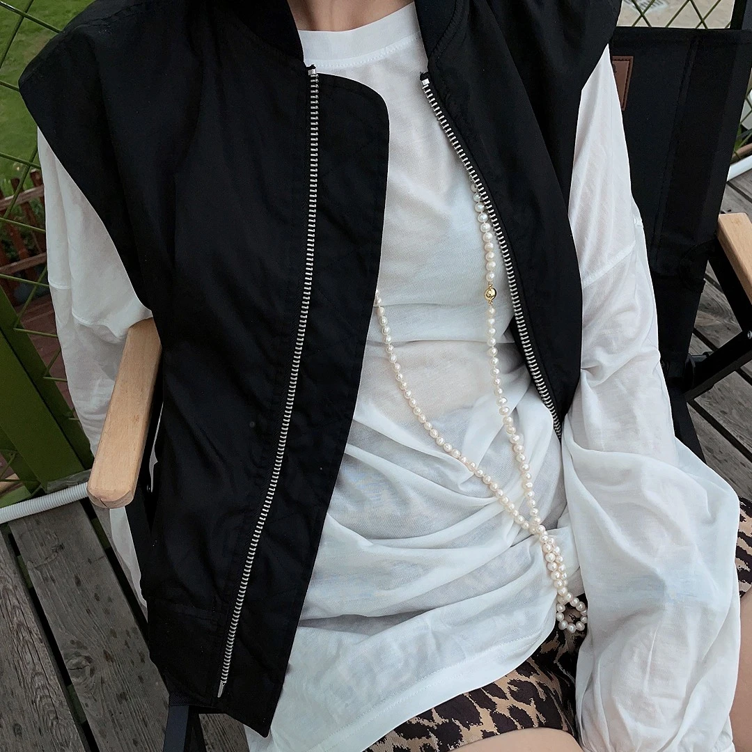 慵懒风宽松大版圆领长袖T恤显瘦休闲上衣