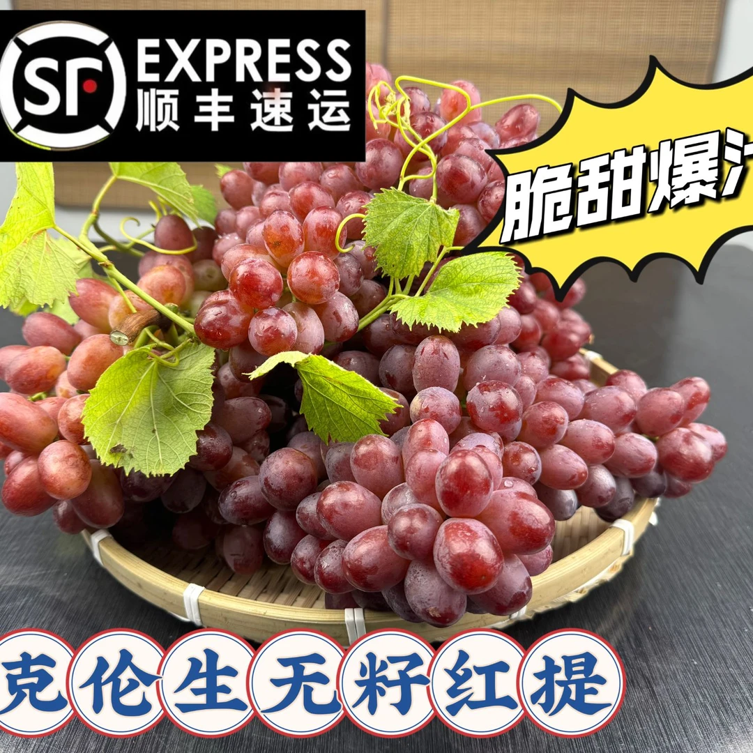 山西运城克伦生无籽红提葡萄果园直发脆甜多汁果肉饱满【顺丰包邮】