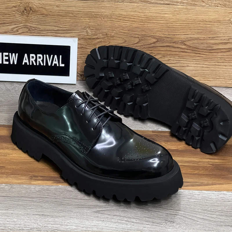 系鞋带商务正装休闲皮鞋男士手工鞋超轻厚底增高纯手工鞋百搭