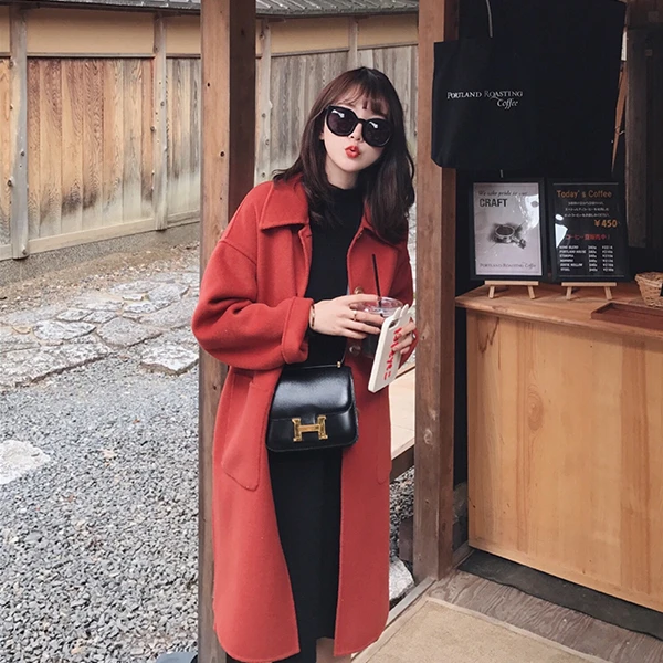 【金蘑菇菇】京都枫叶红洋气毛呢大衣