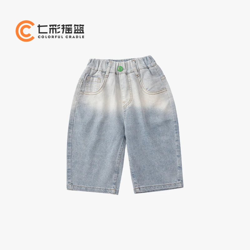 七彩摇篮夏季牛仔裤儿童宽松休闲薄款牛仔五分裤 1CB52803D