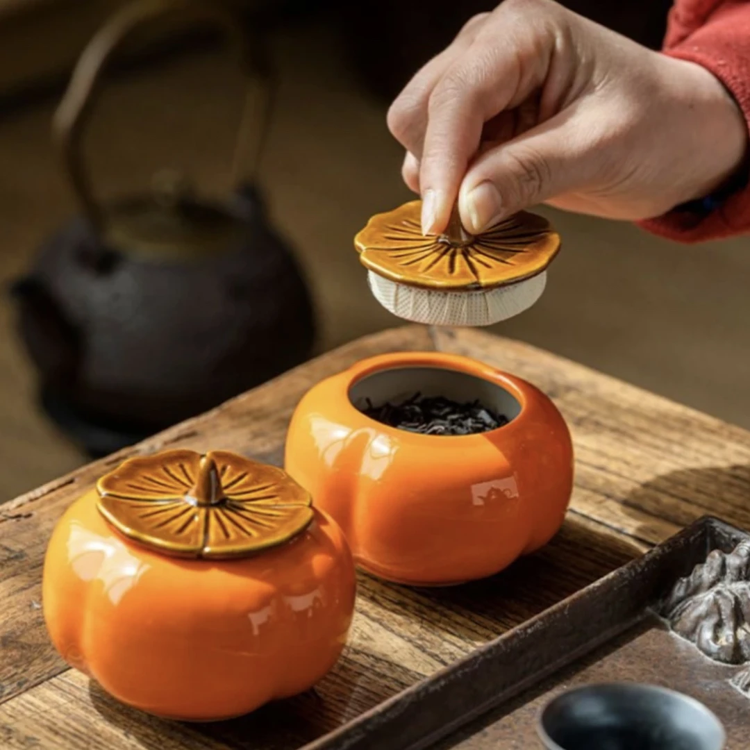 山景造物-好柿发生柿柿如意迷你储物罐存茶罐a416