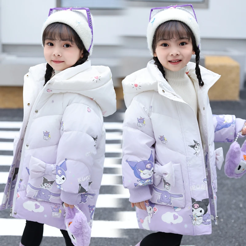 2024新款儿童羽绒服女童中长款韩版免洗库洛米中小童宝宝洋气外套