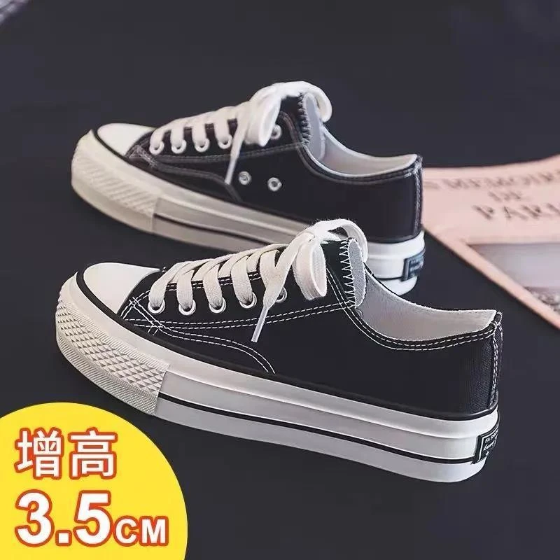 经典厚底增高帆布鞋女1970s复刻小白鞋黑鞋韩版ulzzang原宿复古潮