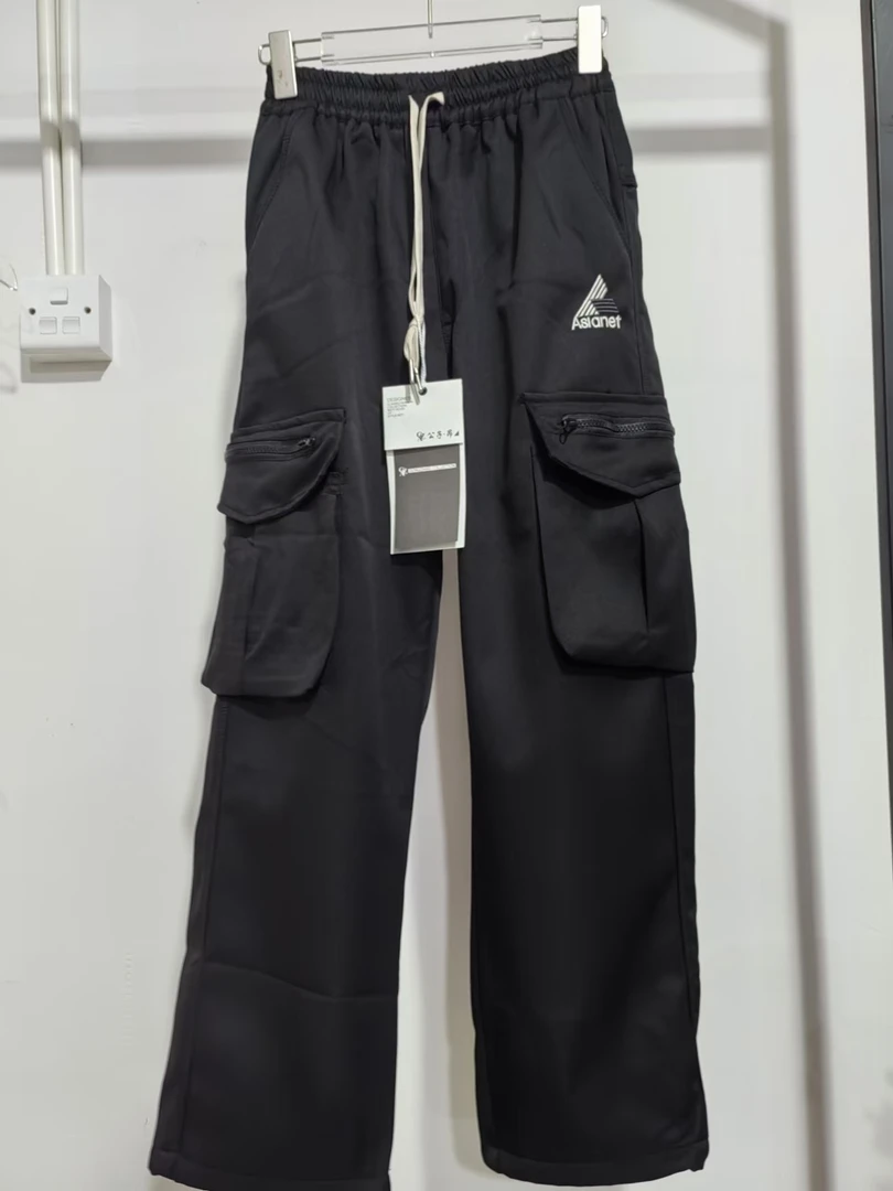 【J03-黑色】青少年一体绒工装裤