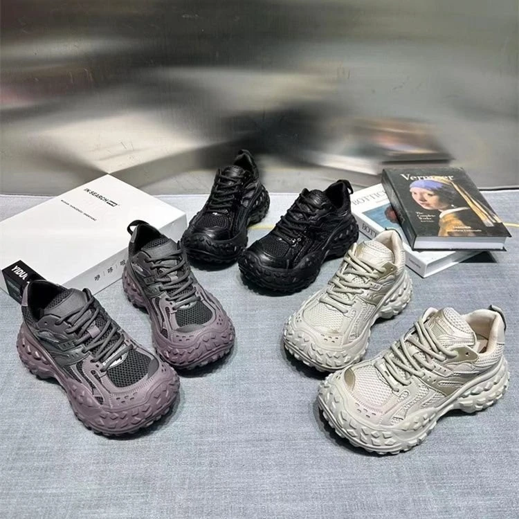 小红书爆款巴黎轮胎鞋女2024夏季新款网面拼色透气厚底运动休闲鞋