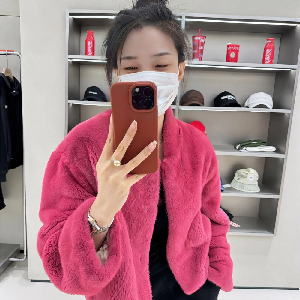 【YINGMOMO】影哥「小红果」圣诞限定色进口紫金短二天鹅绒水貂J23139