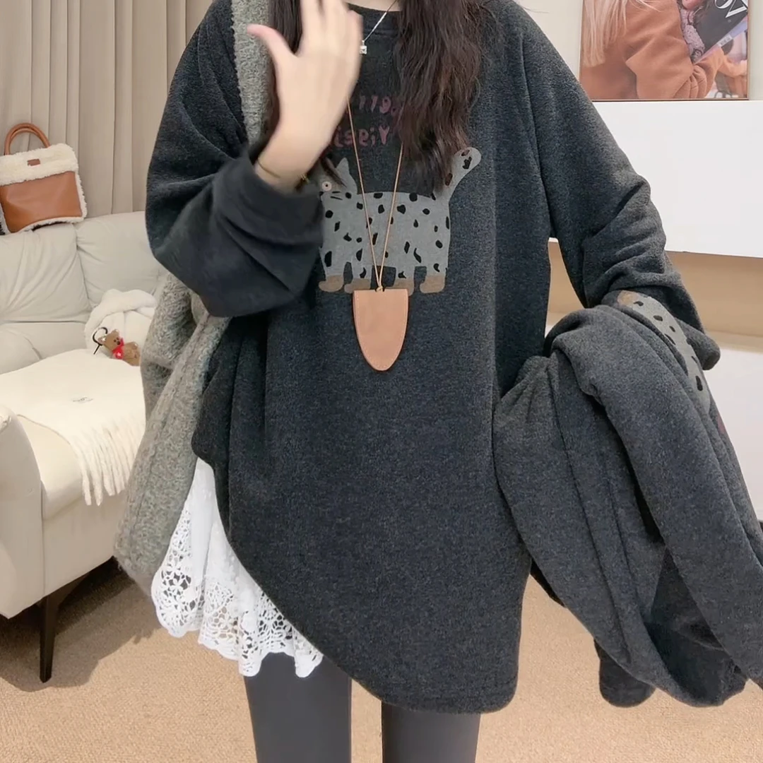 2024显瘦百搭保暖长袖圆领上衣宽松T恤LK2500635