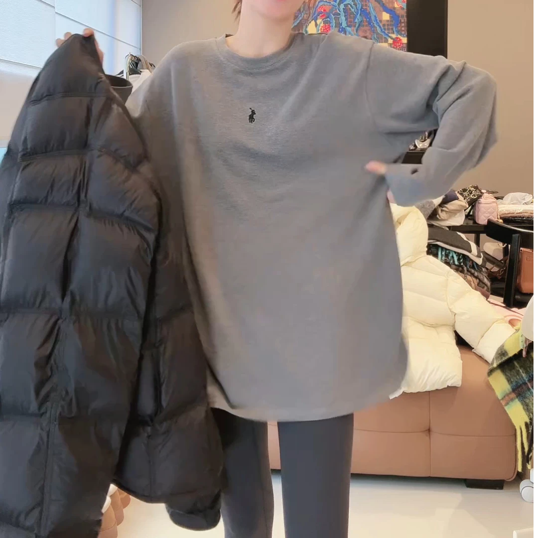 长袖圆领加绒舒适时尚保暖秋冬季打底LK2500673