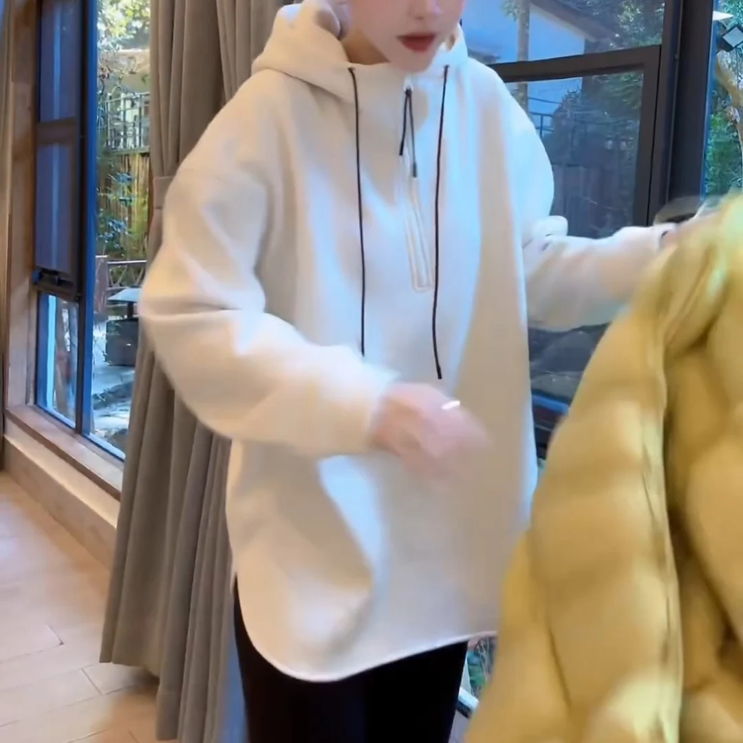 新款秋冬欧洲站连帽加绒卫衣女LK2500661