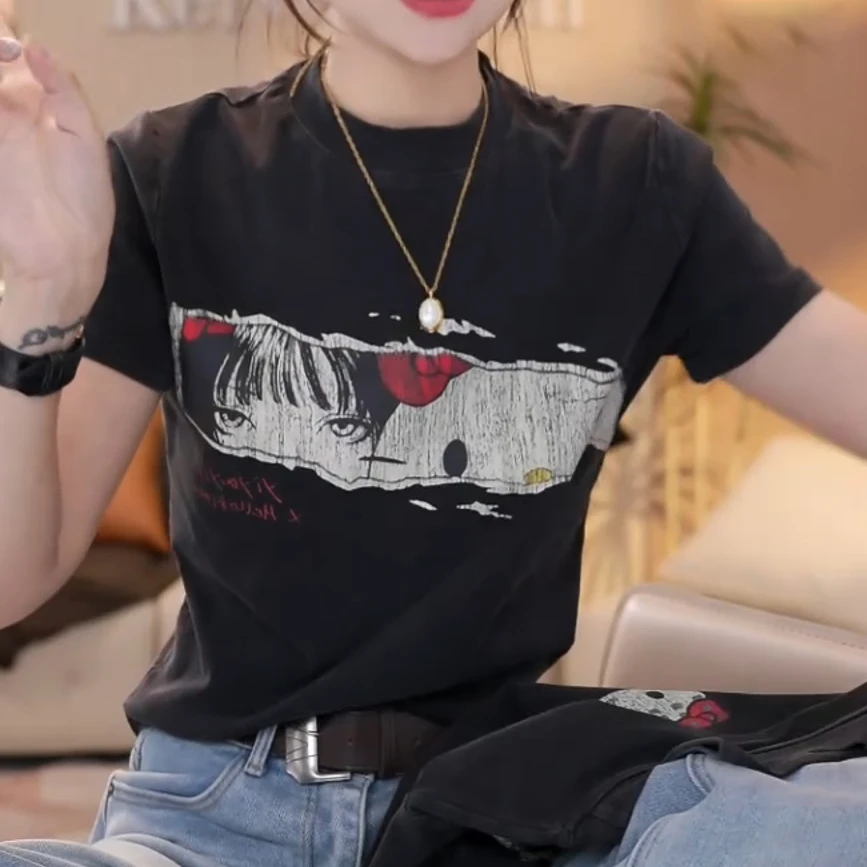 新款百搭创意印花打底衫上衣T恤LK2500431