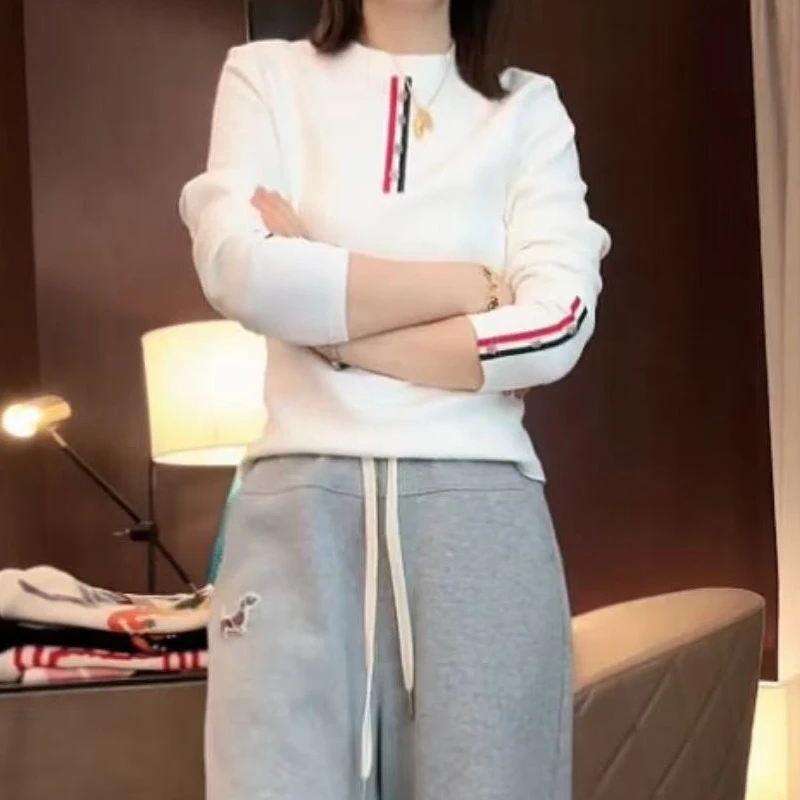 2025秋冬新款设计感韩版百搭双面加绒圆领气质T恤LK2500316