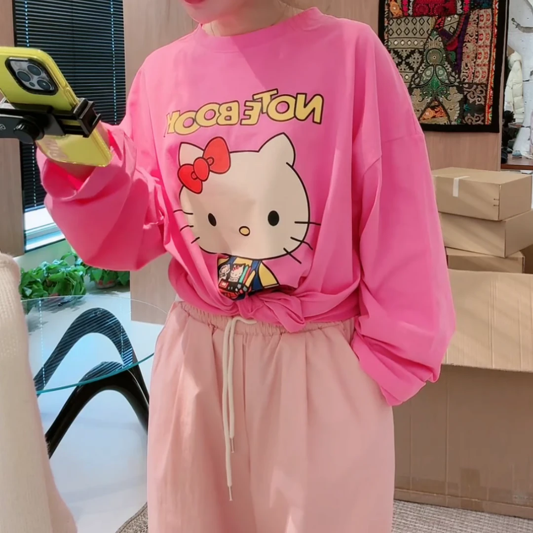 秋冬新款百搭设计感长袖卡通粉色T恤LK2500770