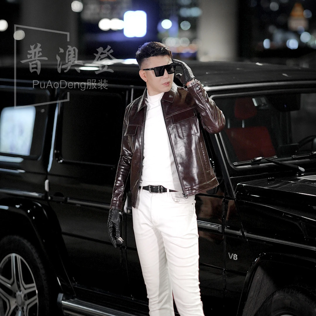 男士皮衣2025秋冬新款时尚潮流百搭休闲帅气翻领皮衣夹克外套
